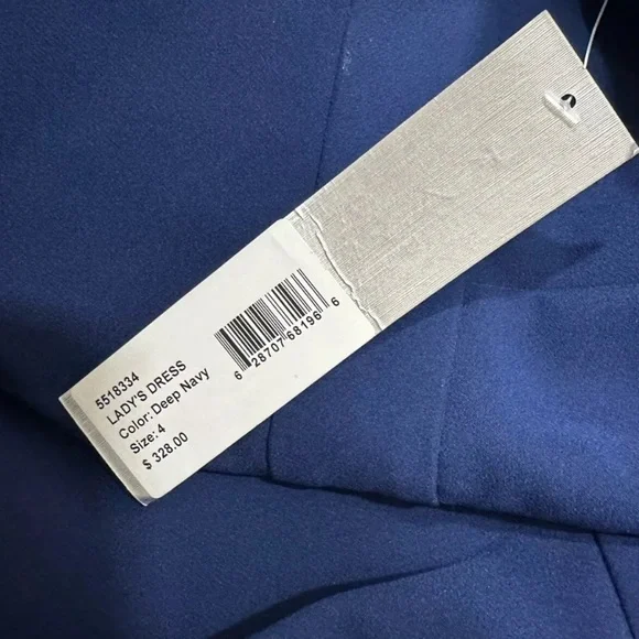 NWT KAY UNGER Sz 4 Navy Long Balloon Sleeve Full-Length Formal Sheath Dress - Picture 10 of 16